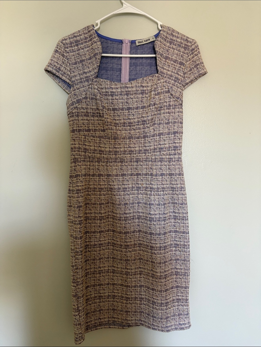Grace Karin Lavender Blend Tweed Sheath Dress